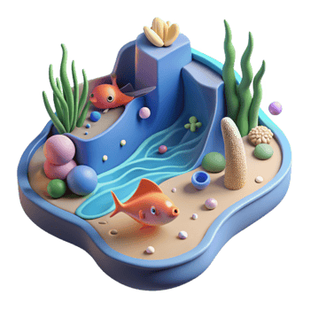 elegant contemporary Aquatic Ecosystem Diagram Cutout Educational Tool Isolated high resolution png