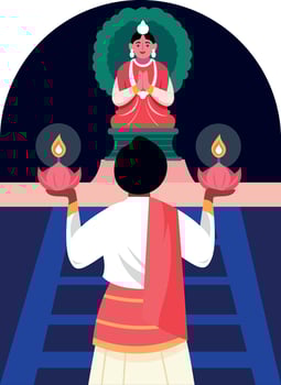 A flat style illustration showing hindu faith vector