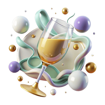 dramatic classic Glass of White Wine Cutout with Reflection original png