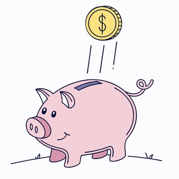 Piggy Bank With Coin Cartoon Illustration vector