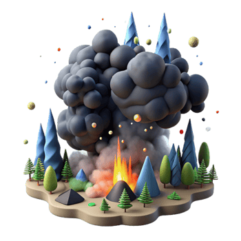 magnificent vintage Dark Smoke Over Burning Forest Cutout genuine png