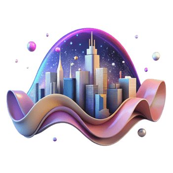 elegant rustic Cityscape Silhouette with Noise Waves Isolated detailed png