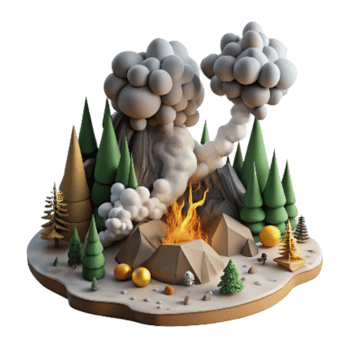 impressive contemporary Deforestation Scene Forest Fire Smoke Transparent Background original png