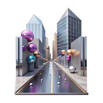 dramatic abstract City Street with Reflections Isolated Element detailed png