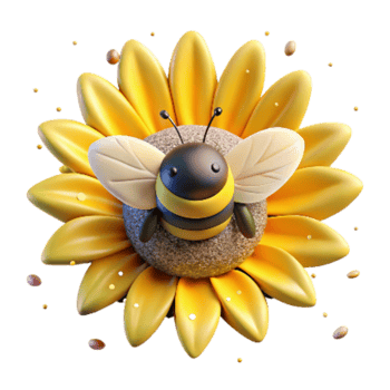 magnificent contemporary Bumblebee on Bright Sunflower Isolated on Transparent Background exclusive png