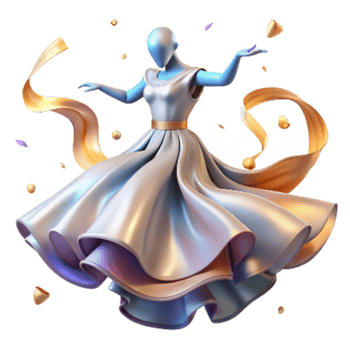 extraordinary rustic Flowing Dress of a Dancer Isolated with Soft Lighting premium png