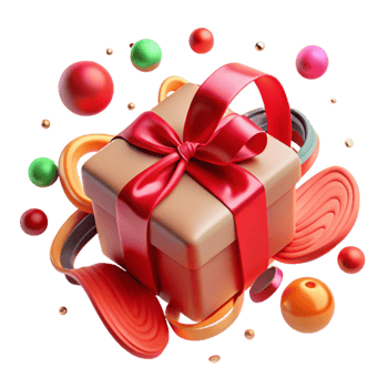 beautiful vintage Christmas Gift Wrapped Red Ribbon and Bow authentic png
