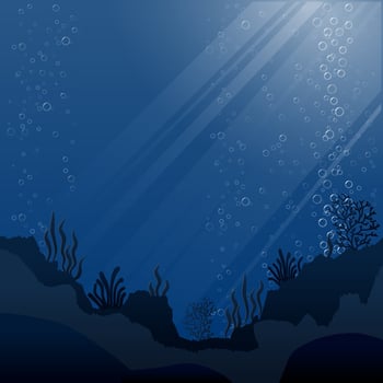 ill of sea life and coral on seabed 2 vector