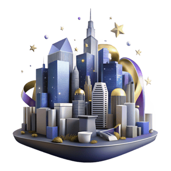 beautiful abstract City Skyline at Night with Stars Cutout genuine png