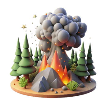 dramatic abstract Forest Fire with Smoke Plume Cutout high resolution png