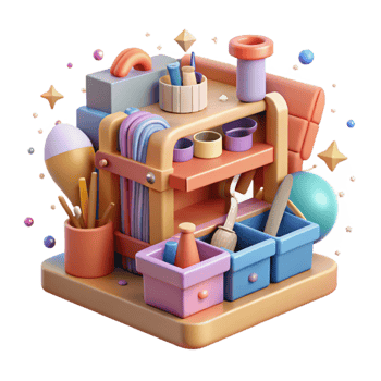 elegant abstract Community Tool Library with Shared Equipment Isolated original png