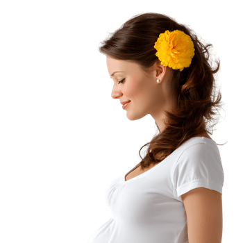 A pregnant woman with a flower in her hair png