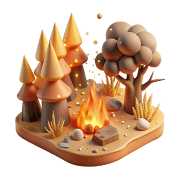 beautiful traditional Deforestation Scene Burning Trees Transparent Background Warm Tones genuine png