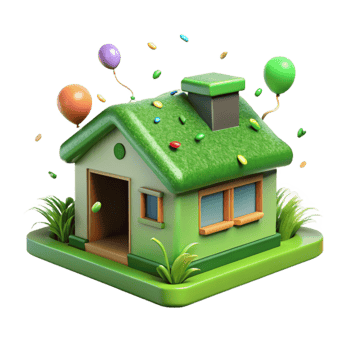 elegant vintage Eco Friendly House Green Roof Cutout authentic png