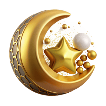 wonderful vintage Eid Mubarak Crescent Moon and Stars Isolated high resolution png
