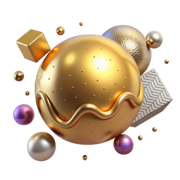wonderful creative Floating Sphere Metallic Gold Isolated Element original png