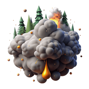 dramatic creative Forest Fire Smoke Cloud Isolated with Dark Grey high quality png