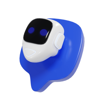 3d render of a blue bubble chat icon with a bot. Chatbot illustration. png