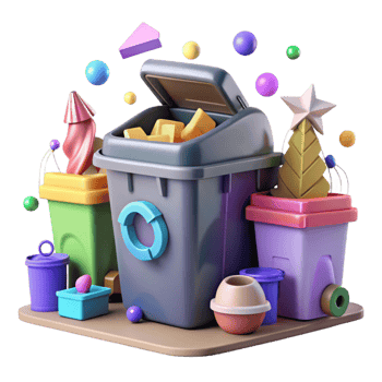 magnificent vintage Community Recycling Center with Bins Isolated png