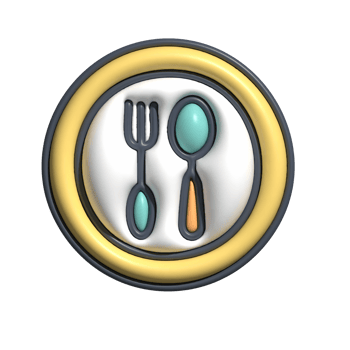 3D Plates and Spoons Table Setting and Meal Concept png
