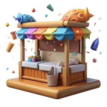 impressive creative Empty Fish Market Stall Isolated White Background genuine png