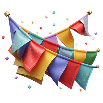 extraordinary classic Colorful Prayer Flags Waving Gently Transparent Background professional png