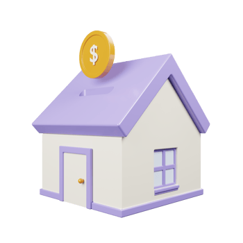 House and coin with dollar sign 3d render illustration. Representative of property investment. png
