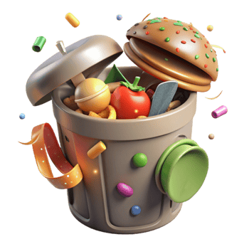 elegant creative Compost Bin with Food Scraps Isolated Cutout detailed png