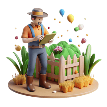 dramatic classic Farmer Checking Crop Near Wildlife Fence Cutout high quality png