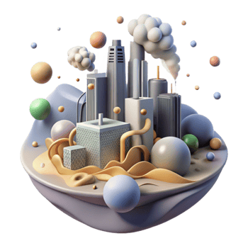dramatic creative Air Pollution Illustration with Smoggy Cityscape Cutout genuine png