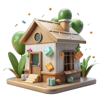 vibrant vintage Eco Friendly House Side Angle Transparent Background detailed png