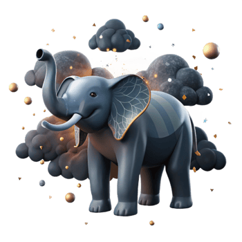 wonderful vintage Elephant Silhouette Dark Cloudy Sky Transparent Background png