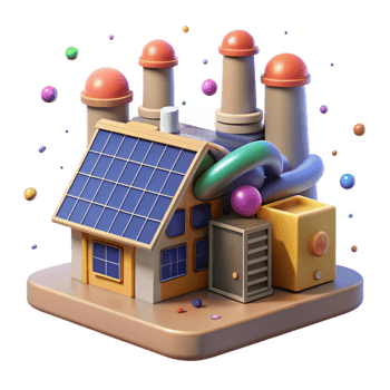 wonderful contemporary Factory with Solar Panels Isolated professional png