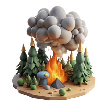 stunning minimalist Forest Fire with Smoke Plume Cutout professional png