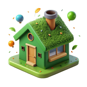 vibrant abstract Eco Friendly House with Solar Panels Cutout authentic png