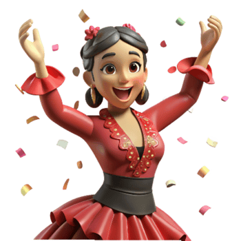 serene contemporary Flamenco Dancer with Expressive Eyes Isolated Transparent Background detailed png