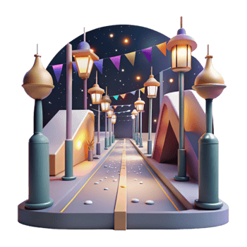 stunning minimalist Empty Street at Night Cutout with Streetlights exclusive png