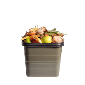 Organic waste management bin filled with food scraps and yard trimmings for composting png