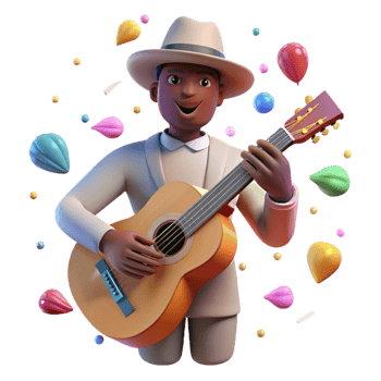 elegant vintage Cuban Tres Guitar Player Silhouette Transparent Background premium png