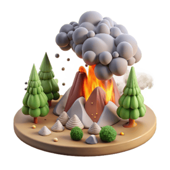 vibrant modern Deforestation Scene Forest Fire Smoke Transparent Background high quality png