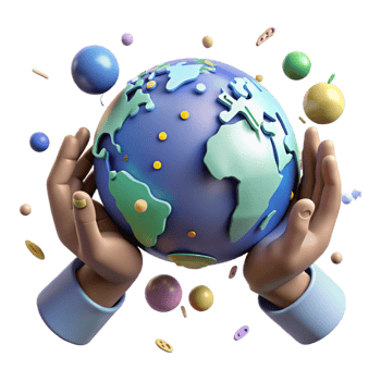 vibrant artistic Diverse Hands Holding Globe Isolated premium png