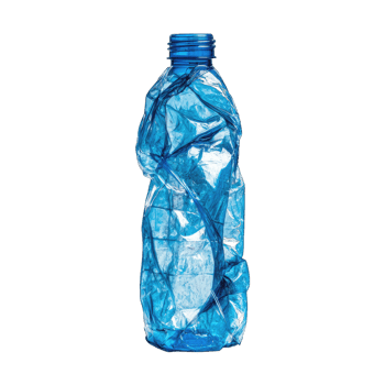 Crushed plastic bottle image for recycling concept and environmental awareness campaign use png