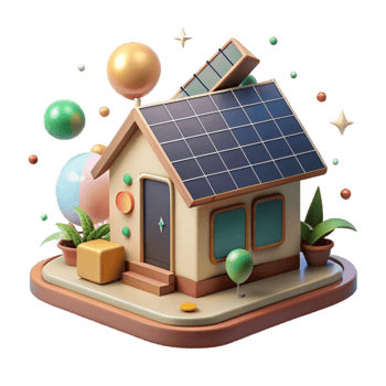 vibrant traditional Eco Friendly House with Solar Panels Cutout detailed png