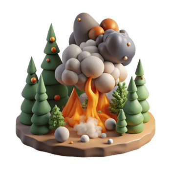 vibrant vintage Forest Fire with Smoke Plume Cutout detailed png