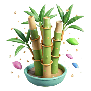 elegant vintage Bamboo Plant Green Stalks Isolated on White Background authentic png