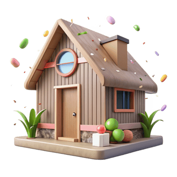 stunning artistic Eco Friendly House Front View Transparent premium png