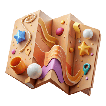 stunning classic Folded Paper Map Warm Lighting Cutout Element exclusive png