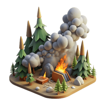dramatic vintage Deforestation Scene Forest Fire Smoke Transparent Background genuine png
