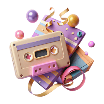 elegant rustic Cassette Tape and Player Isolated with Shadow original png