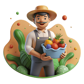 dramatic modern Farmer Holding Fresh Produce Cutout high quality png